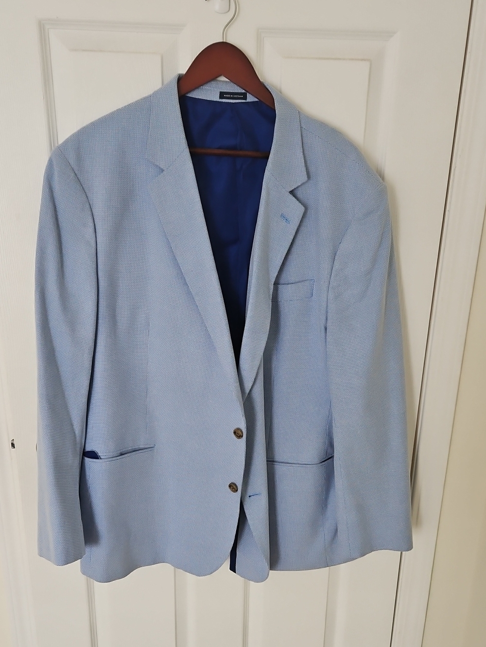 Stafford Light Blue Men's Sport Coat with Navy Lining 2XL